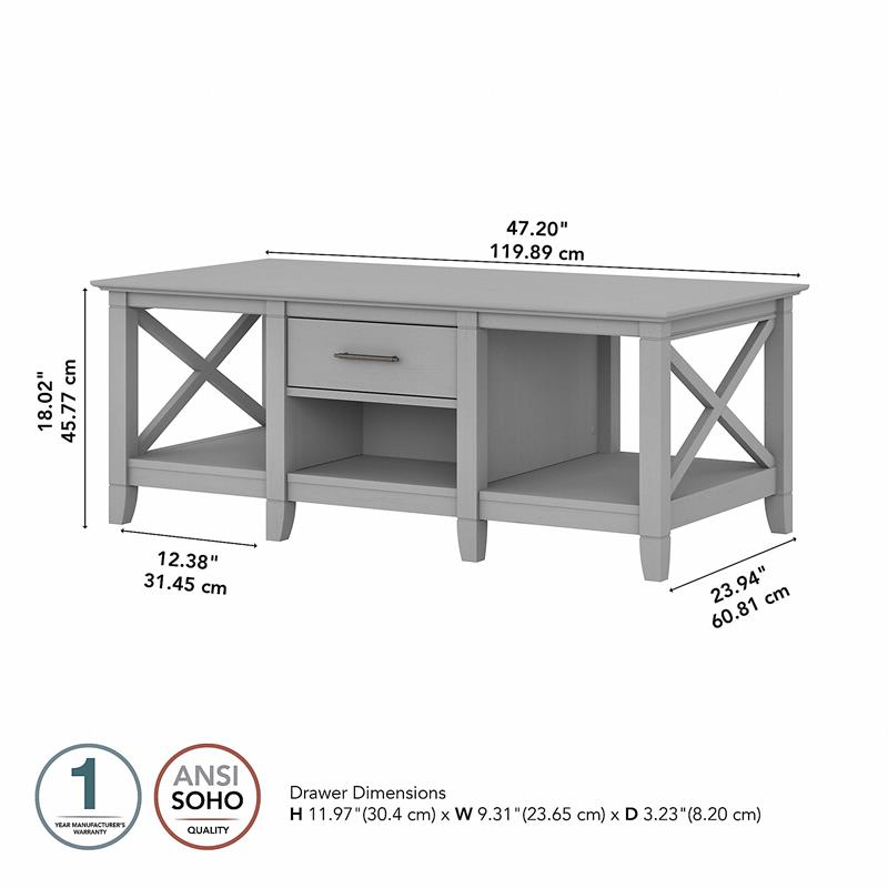 Bowery Hill Modern Engineered Wood Coffee Table with Storage in Gray
