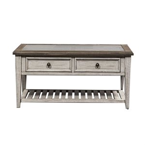 Bowery Hill Wood Grey Cocktail Table Rectangular Raised Panels