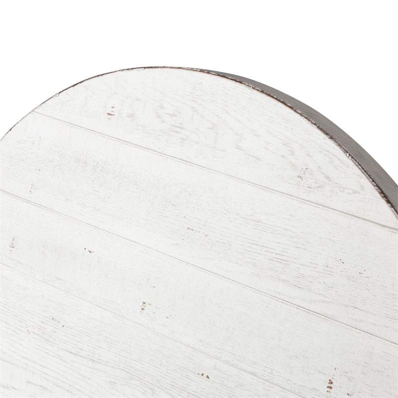 Bowery Hill Engineered Wood White Cocktail Table Round Planked Tops