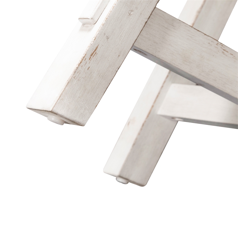 Bowery Hill Engineered Wood White Cocktail Table Round Planked Tops