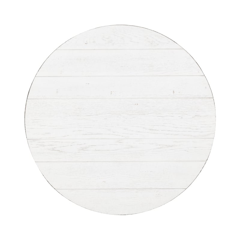 Bowery Hill Engineered Wood White Cocktail Table Round Planked Tops