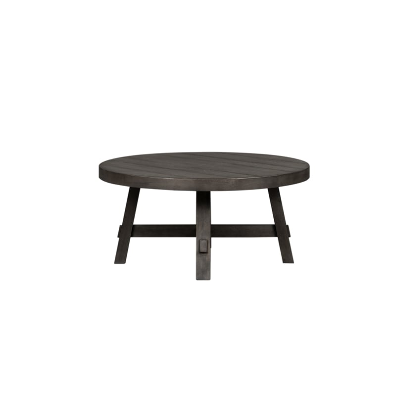 Bowery Hill Modern Splay Leg Round Cocktail Table in Brown
