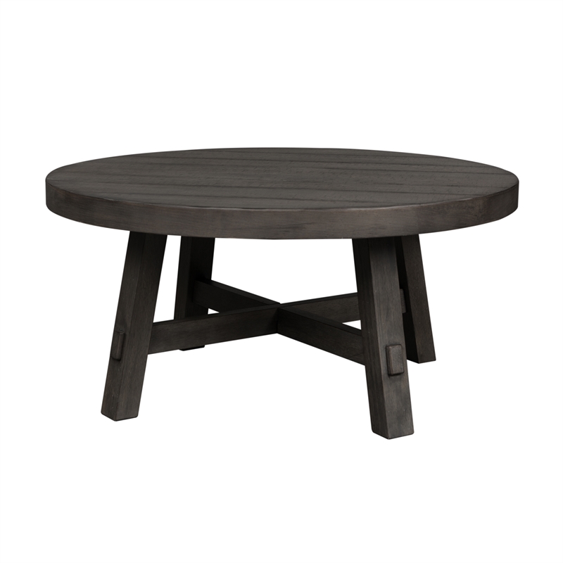 Bowery Hill Modern Splay Leg Round Cocktail Table in Brown