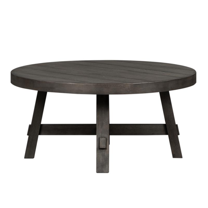 Bowery Hill Modern Splay Leg Round Cocktail Table in Brown