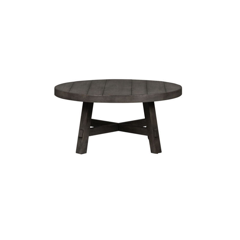 Bowery Hill Modern Splay Leg Round Cocktail Table in Brown