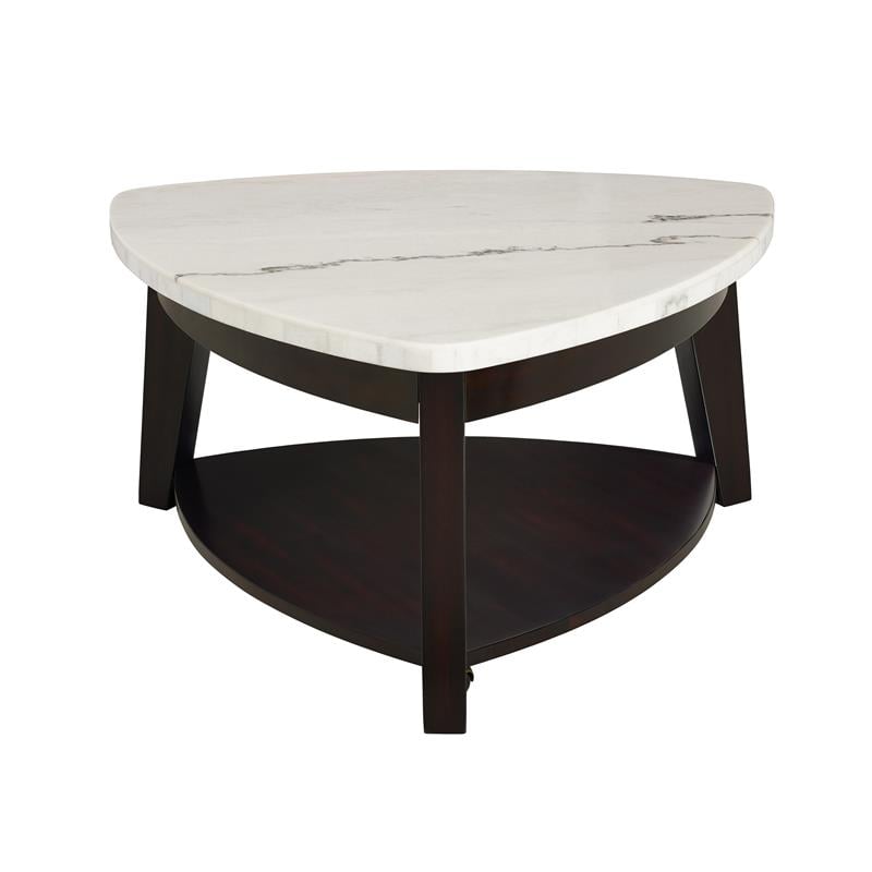 Bowery Hill White Marble Top Cocktail Table with Ebony black base