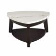 Bowery Hill White Marble Top Cocktail Table with Ebony black base