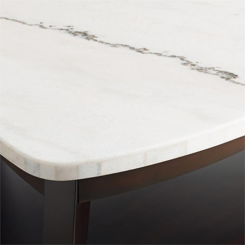 Bowery Hill White Marble Top Cocktail Table with Ebony black base