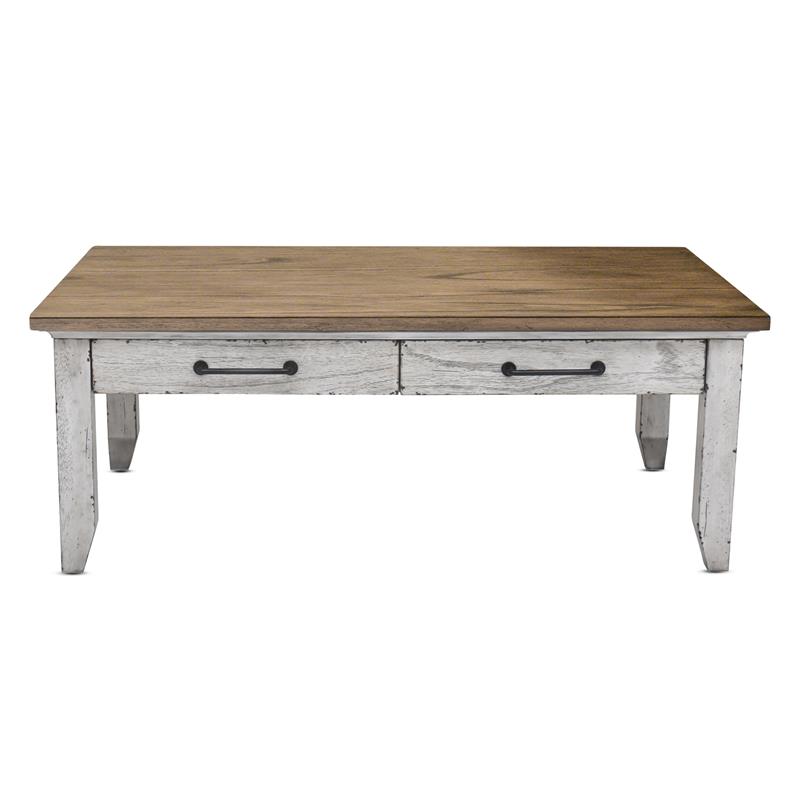 Bowery Hill Engineered Hardwoods Ivory Honey Cocktail Table Rectangular Distressed 48