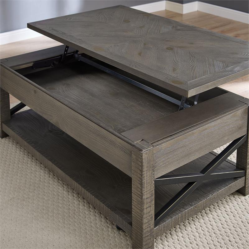 Bowery Hill Distressed Driftwood Lift Top Cocktail Table