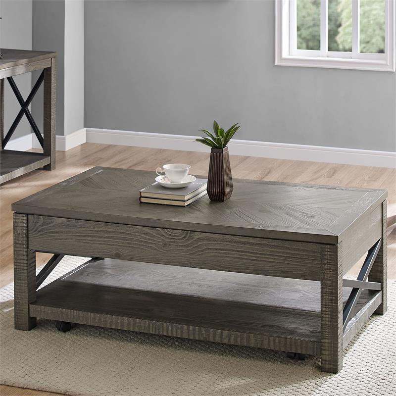 Bowery Hill Distressed Driftwood Lift Top Cocktail Table