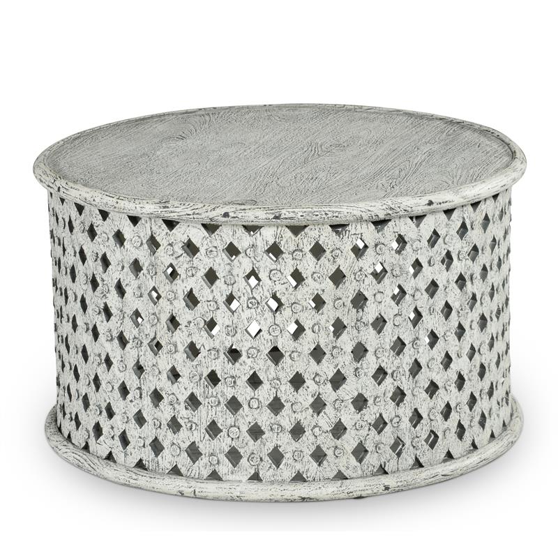 Bowery Hill White Round Wood Cocktail Table