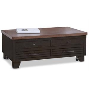 Bowery Hill Engineered Wood Brown Cocktail Table Rectangular Lift-Top 46&quotW x 26&quotD x 18&quotH