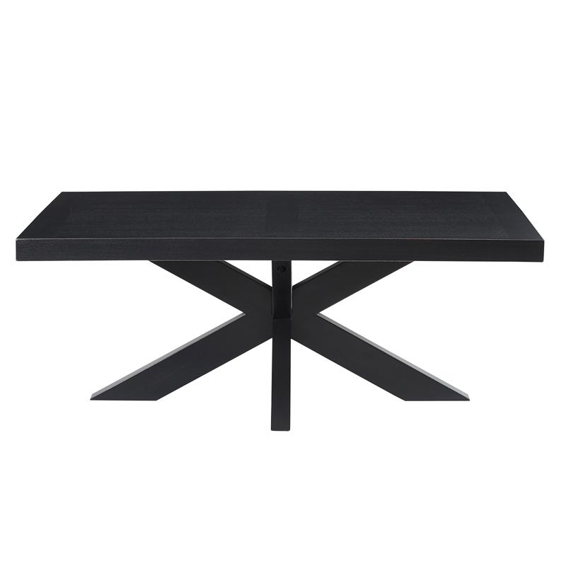 Bowery Hill Ebony Finish Wood Pedestal Cocktail Table