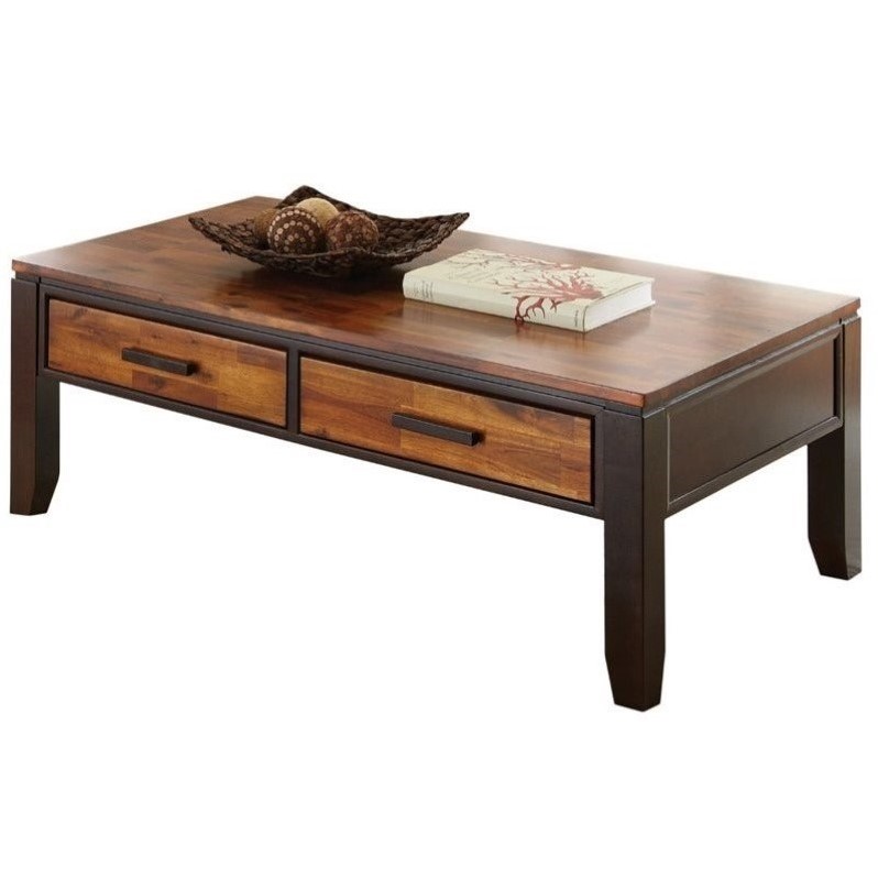 Bowery Hill Rectangular Two Tone Cherry Coffee Table