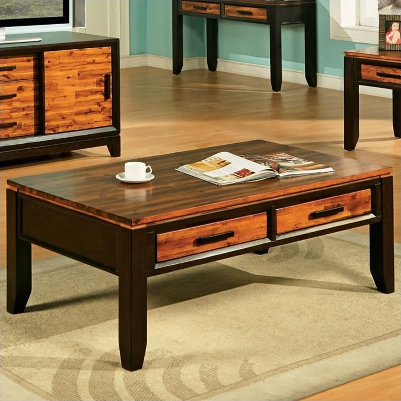 Bowery Hill Rectangular Two Tone Cherry Coffee Table