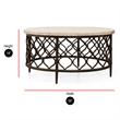 Bowery Hill Espresso White Stone Top with Bronze Metal Base Coffee Table