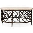 Bowery Hill Espresso White Stone Top with Bronze Metal Base Coffee Table