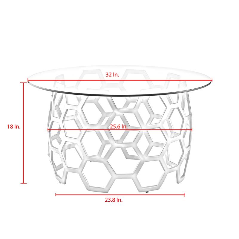 Bowery Hill Round Glass Top Coffee Table in Gold