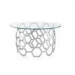Bowery Hill Round Glass Top Coffee Table in Silver