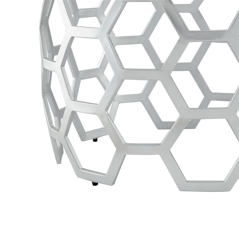 Bowery Hill Round Glass Top Coffee Table in Silver