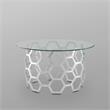 Bowery Hill Round Glass Top Coffee Table in Silver