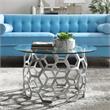 Bowery Hill Round Glass Top Coffee Table in Silver