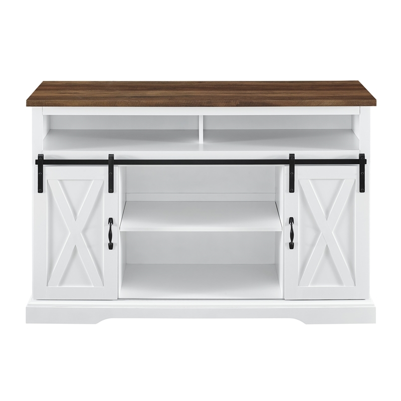 Bowery Hill Farmhouse Wood Sliding Barn Door Console or TVs up to 52