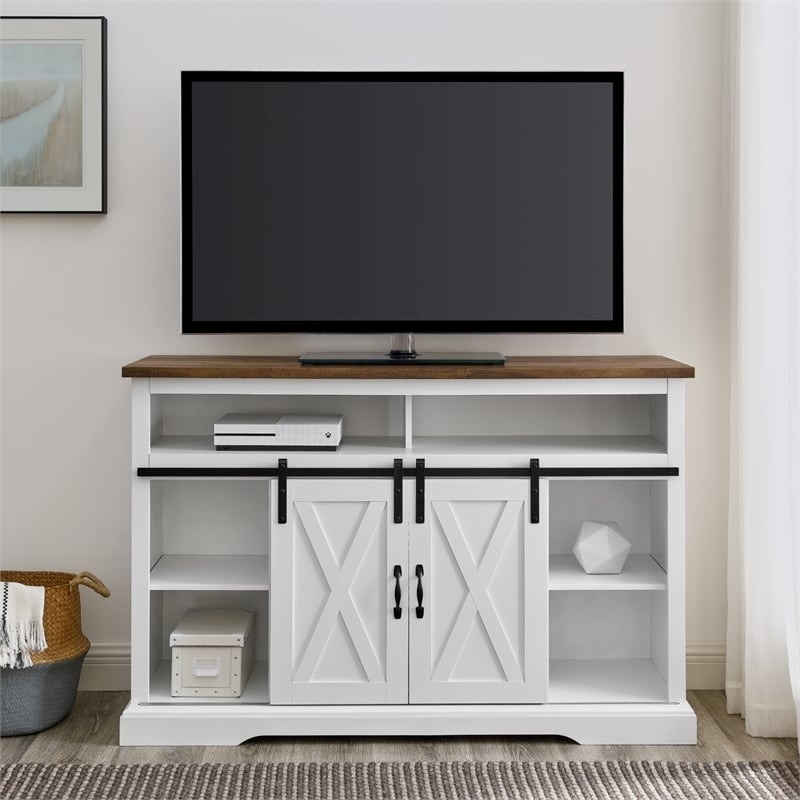 Bowery Hill Farmhouse Wood Sliding Barn Door Console or TVs up to 52
