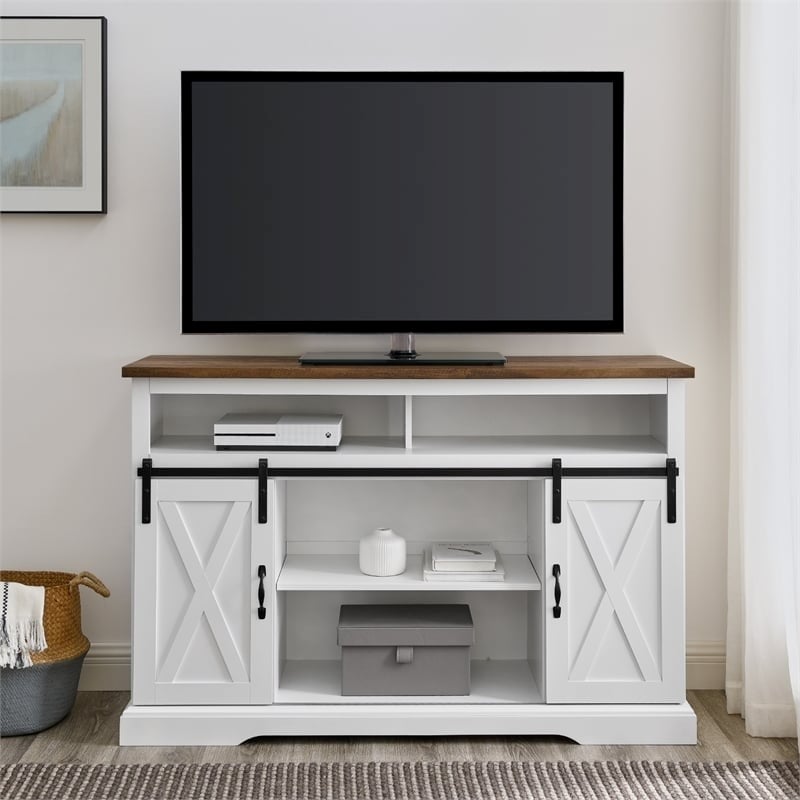 Bowery Hill Farmhouse Wood Sliding Barn Door Console or TVs up to 52