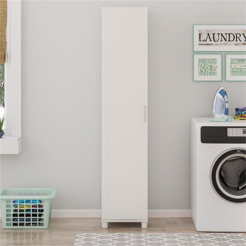 Bowery Hill Wood White Storage Cabinet Rectangular Waterproof 74.29