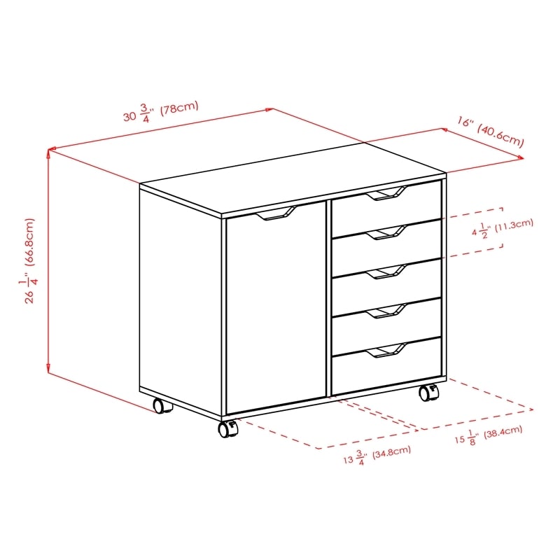Bowery Hill 5-Drawer Wide Door Contemporary Wood Storage Cabinet in White