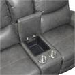 Bowery Hill Grey Leather Power Reclining Console Loveseat