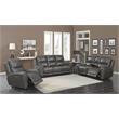 Bowery Hill Grey Leather Power Reclining Console Loveseat