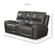 Bowery Hill Grey Leather Power Reclining Console Loveseat