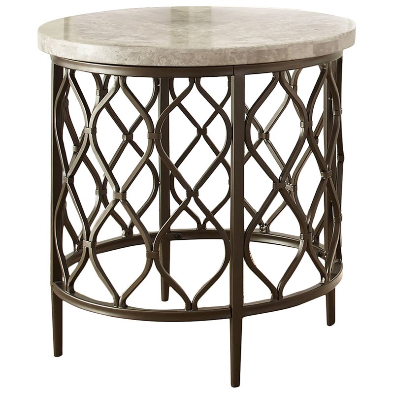 Bowery Hill Transitional End Table Coffee Accent Table Square in Metal - Bronze