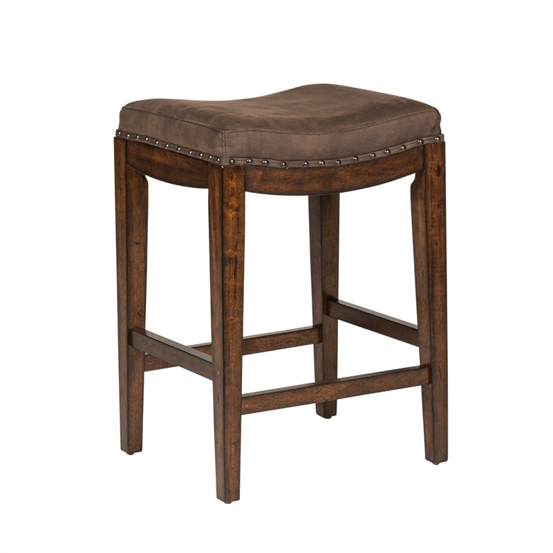 Bowery Hill Upholstered Russet Brown Console Table Set Rectangular Nailhead Accents 74
