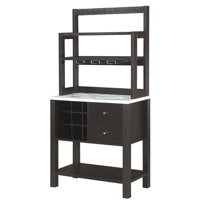 Bowery Hill Wood Espresso Serving Bar Rectangular Storage 31
