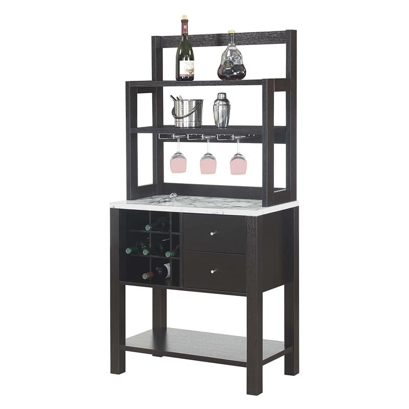 Bowery Hill Wood Espresso Serving Bar Rectangular Storage 31