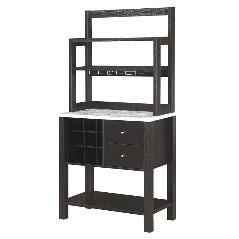 Bowery Hill Wood Espresso Serving Bar Rectangular Storage 31