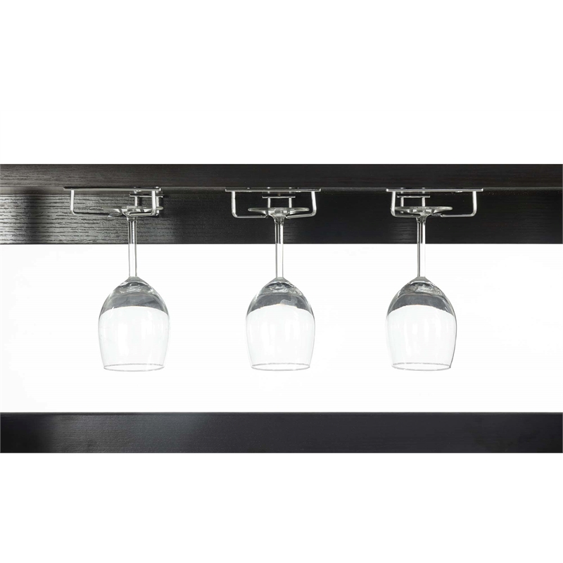 Bowery Hill Wood Espresso Serving Bar Rectangular Storage 31