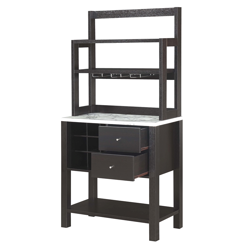Bowery Hill Wood Espresso Serving Bar Rectangular Storage 31