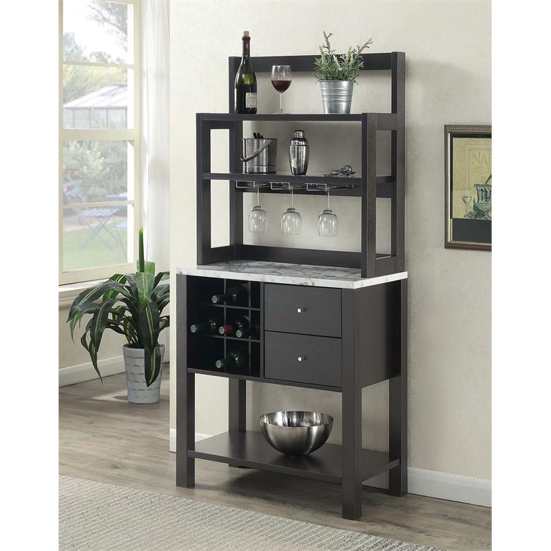 Bowery Hill Wood Espresso Serving Bar Rectangular Storage 31
