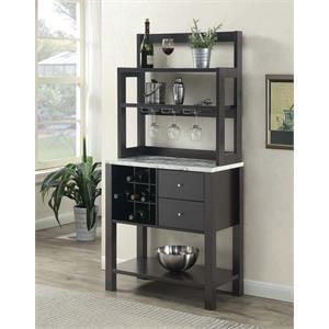 Bowery Hill Wood Espresso Serving Bar Rectangular Storage 31&quotL x 15.5&quotW x 64&quotH