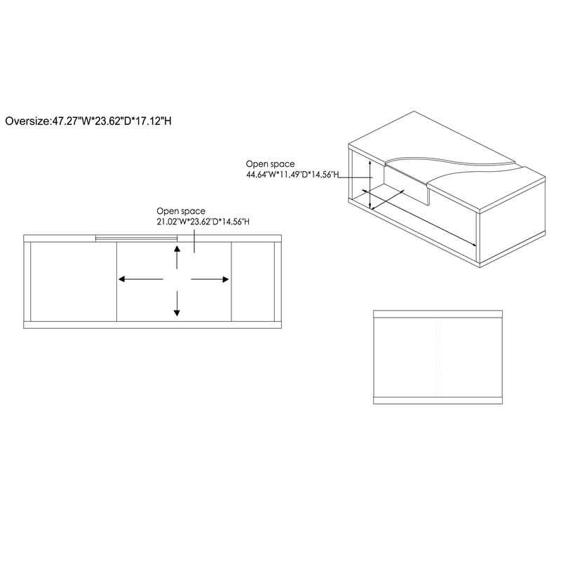 Bowery Hill Contemporary Glass Insert Coffee Table in Marble White