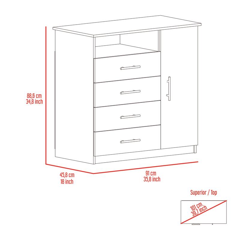 Bowery Hill Contemporary 4 Drawer Dresser in Espresso