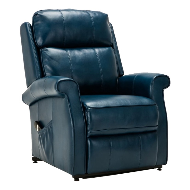 Bowery Hill Faux Leather Navy Blue Recliner Chair Rectangular Lift Function 42.5