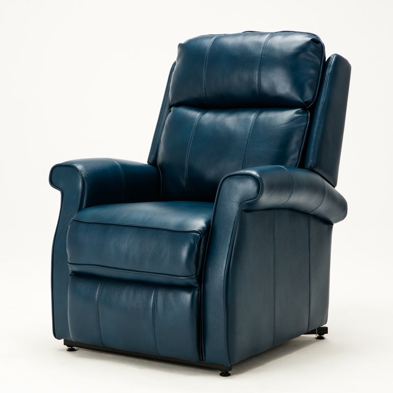 Bowery Hill Faux Leather Navy Blue Recliner Chair Rectangular Lift Function 42.5