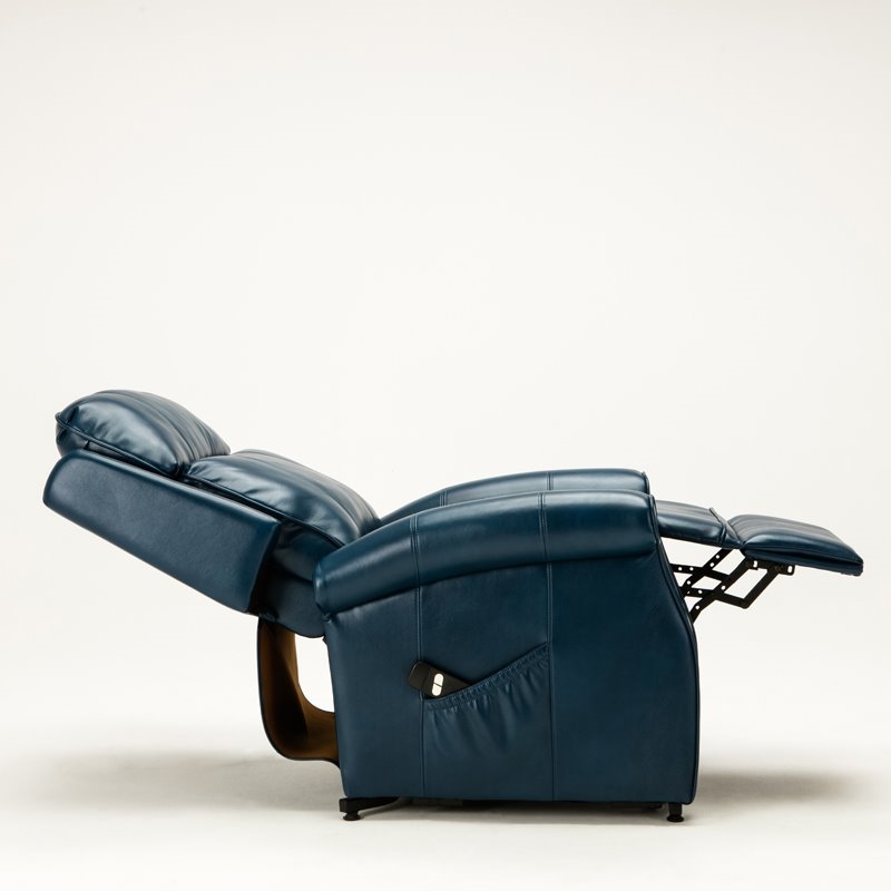 Bowery Hill Faux Leather Navy Blue Recliner Chair Rectangular Lift Function 42.5