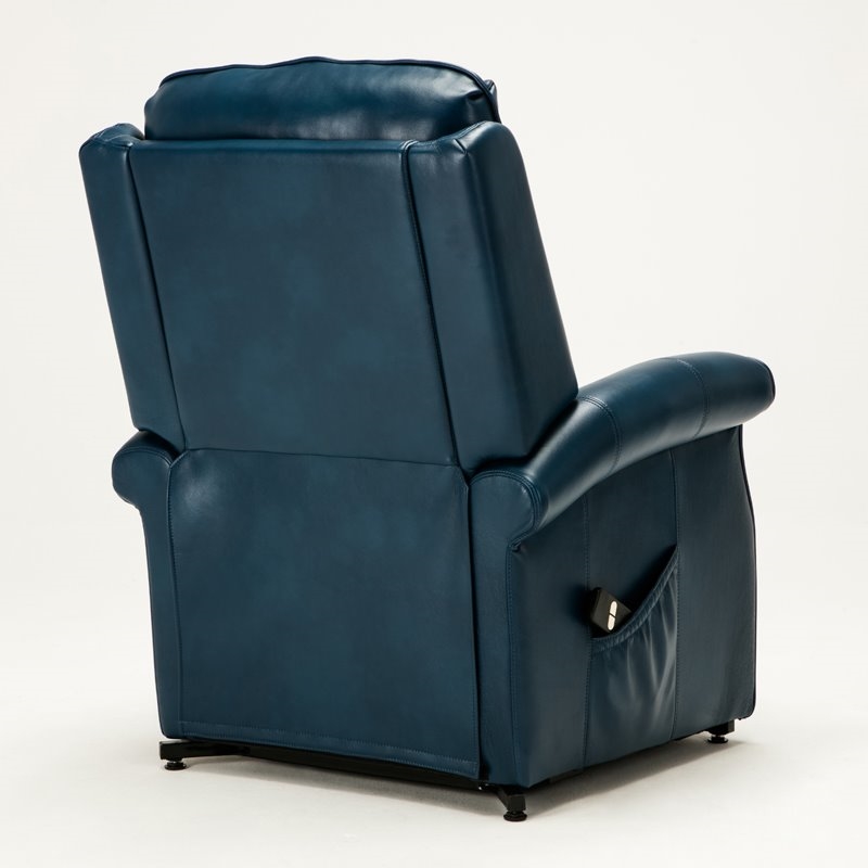 Bowery Hill Faux Leather Navy Blue Recliner Chair Rectangular Lift Function 42.5